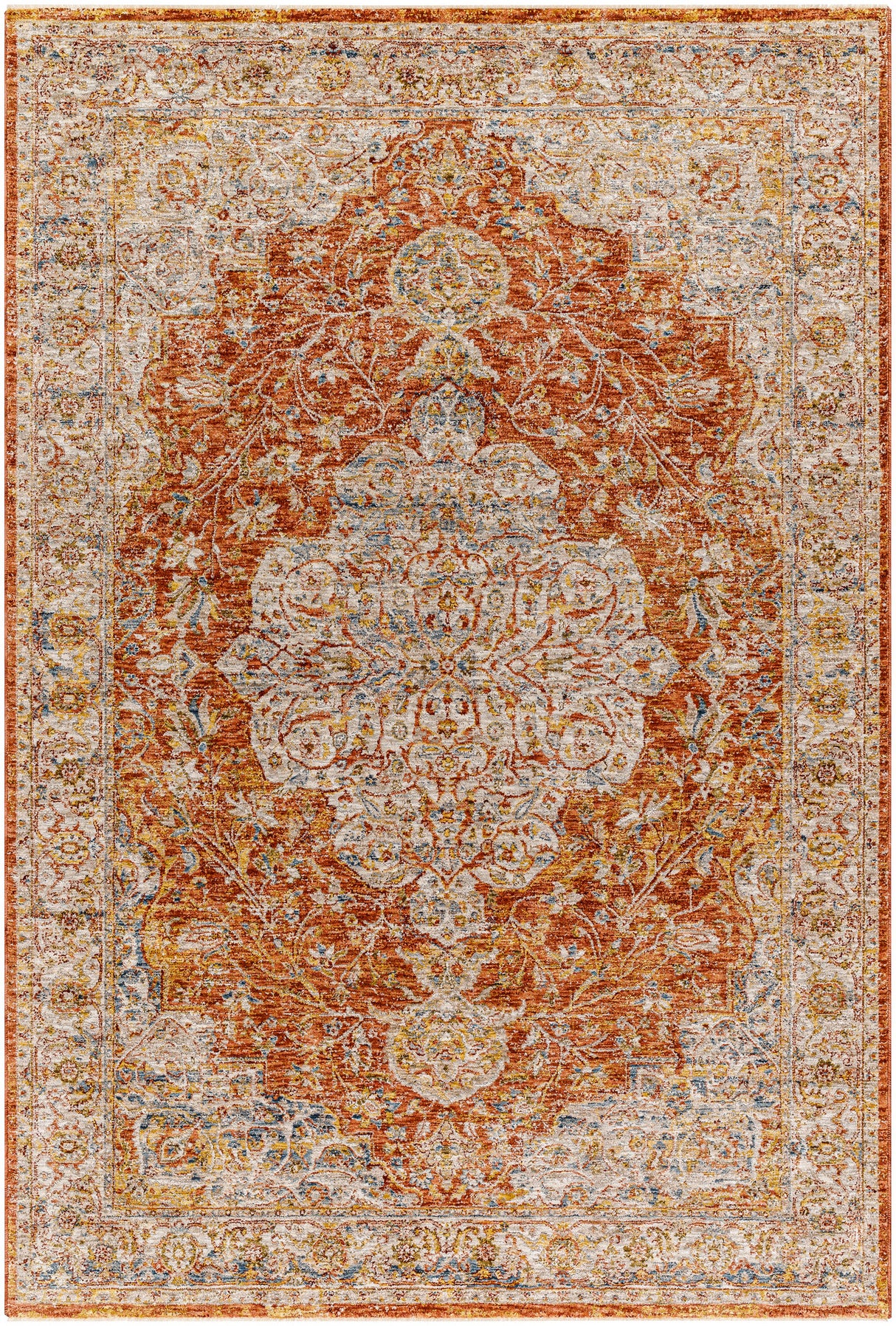 Surya Mona Lisa Mni-2309 Light Sage, Rust, Tan, Mustard, Dark Blue, Sage Rug.