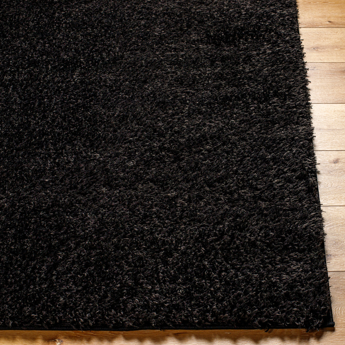 Surya Moda Shag Mog-2301 Jet Black, Onyx Rug.
