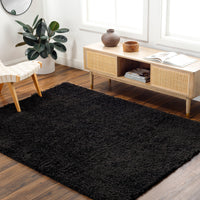 Surya Moda Shag Mog-2301 Jet Black, Onyx Area Rug