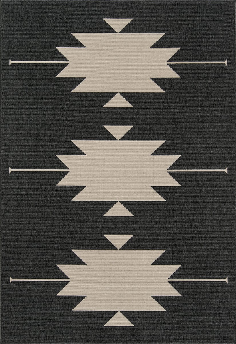 Momeni Baja Minimalist Aztec Baj34 Charcoal Rugs - Momeni - baja0baj34chr1837