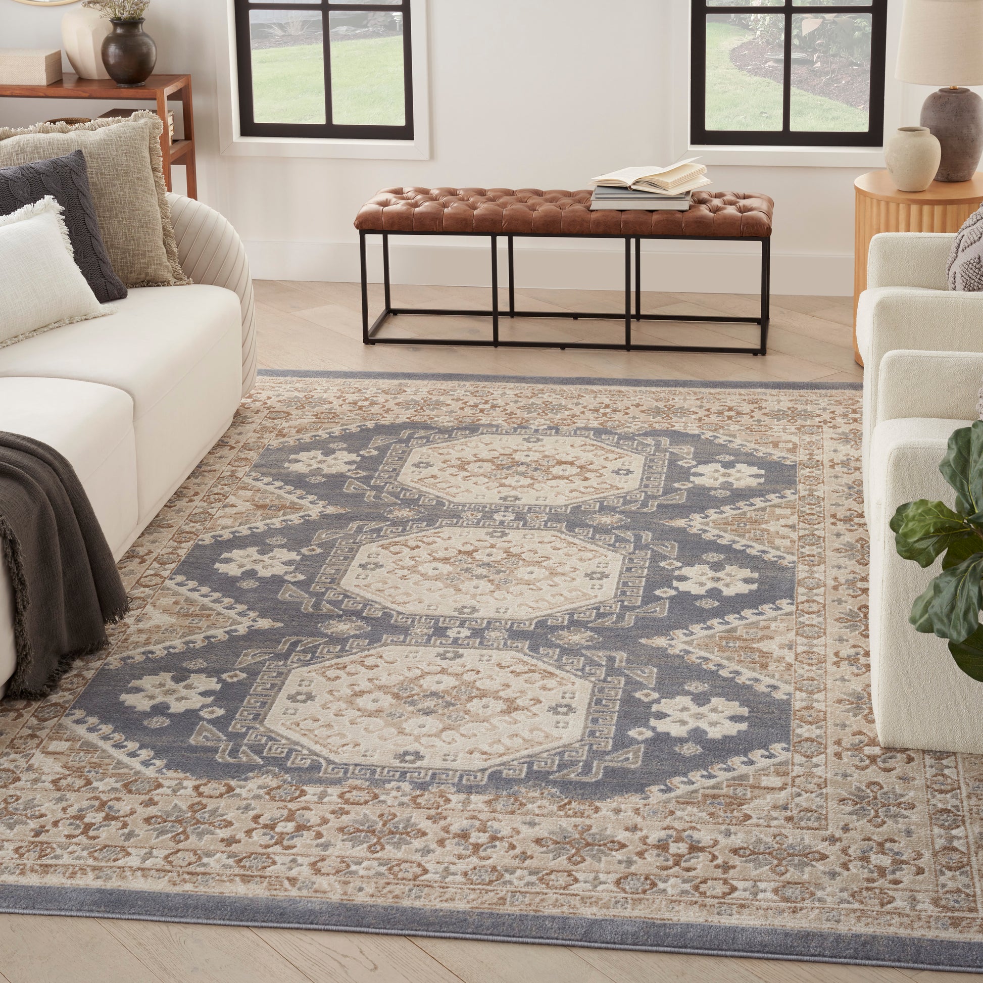 Nourison Serenity Home Srh01 Ivory Blue Area Rug