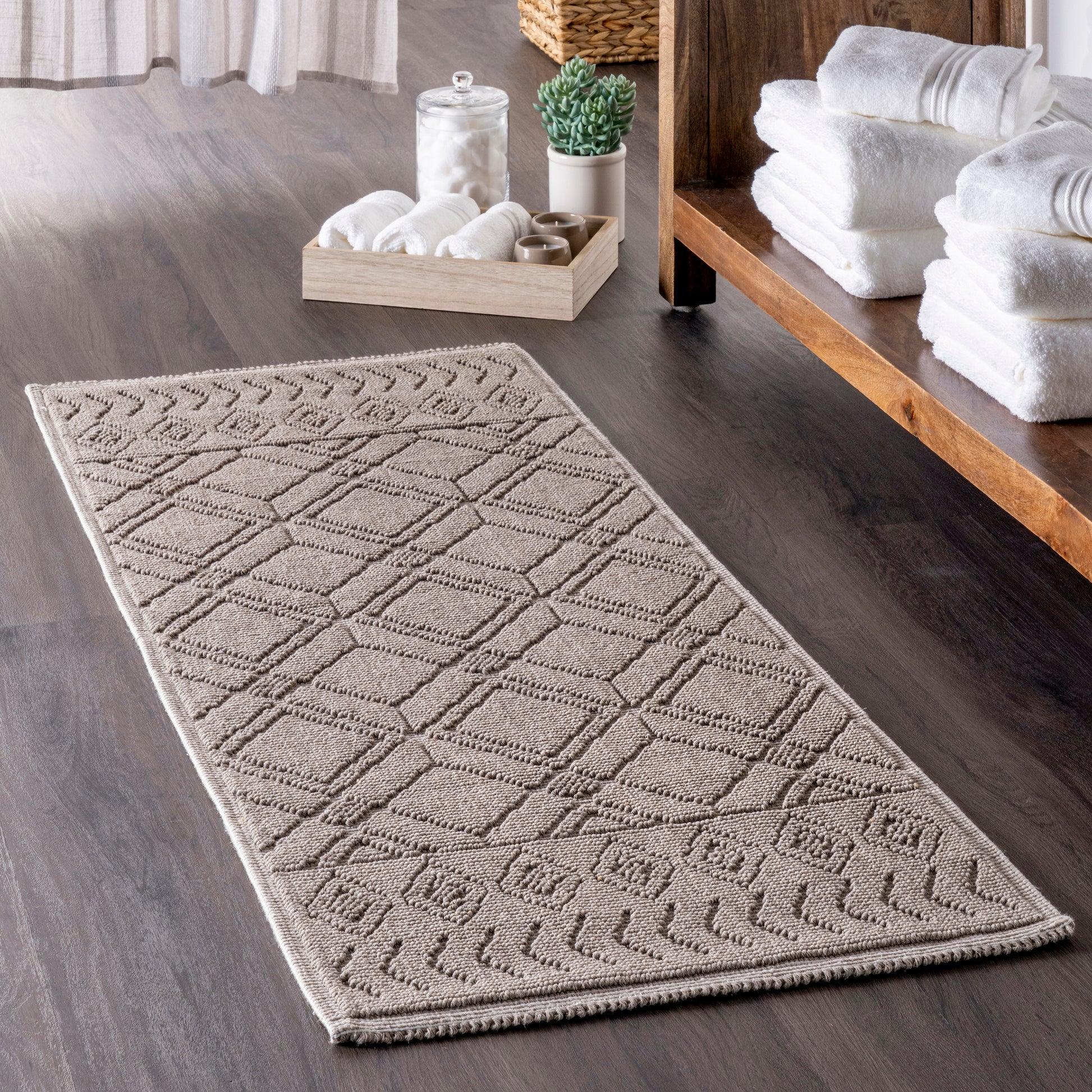 Nuloom Ethan Textured Trellis Psko05C Beige Area Rug