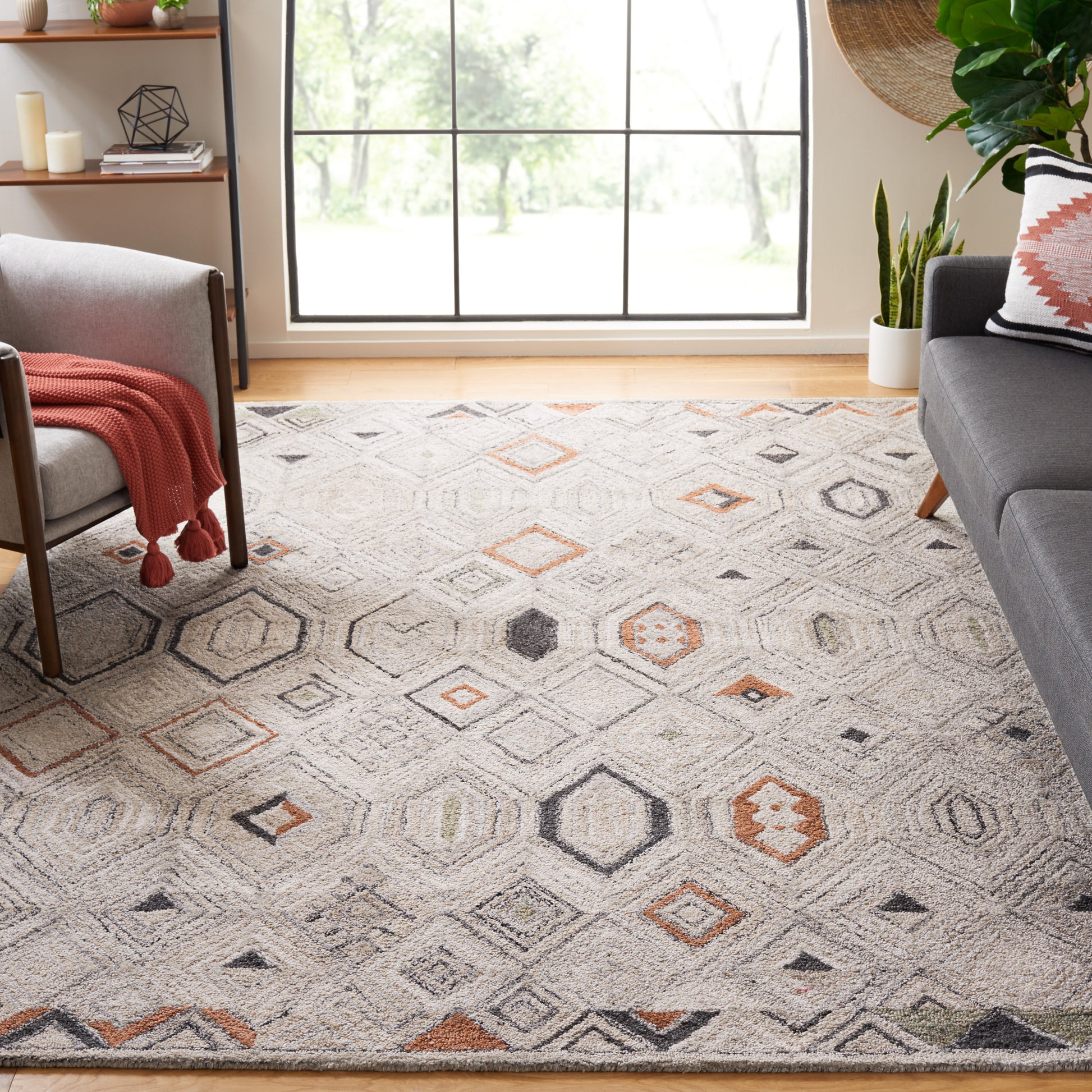 Safavieh Marquee Mrq124Q Rust/Grey Area Rug