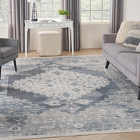 Nourison Astra Machine Washable Asw11 Blue/Ivory Area Rug