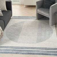 Nourison Astra Machine Washable Asw05 Ivory Blue Area Rug