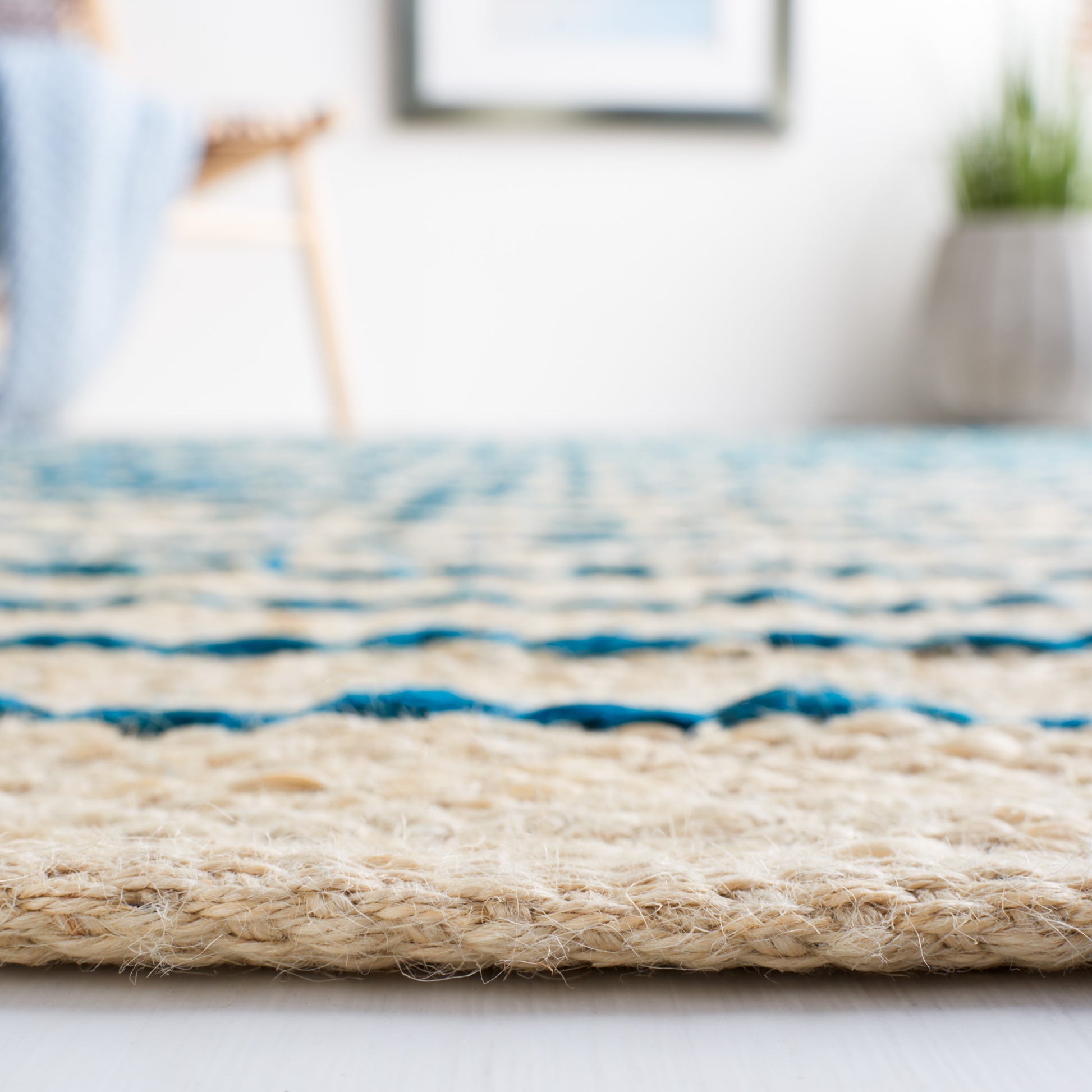 Safavieh Natural Fiber Nf122M Blue/Natural Area Rug