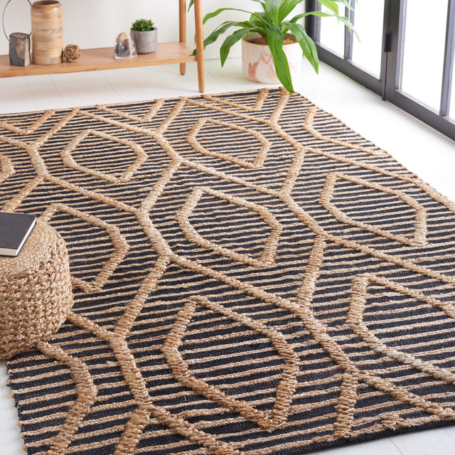 Safavieh Natural Fiber Nf378Z Black/Natural Rug.