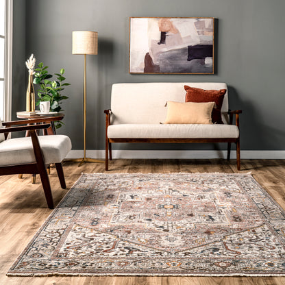 Nuloom Harriet Vintage Medallion Khmc04J Light Brown Area Rug