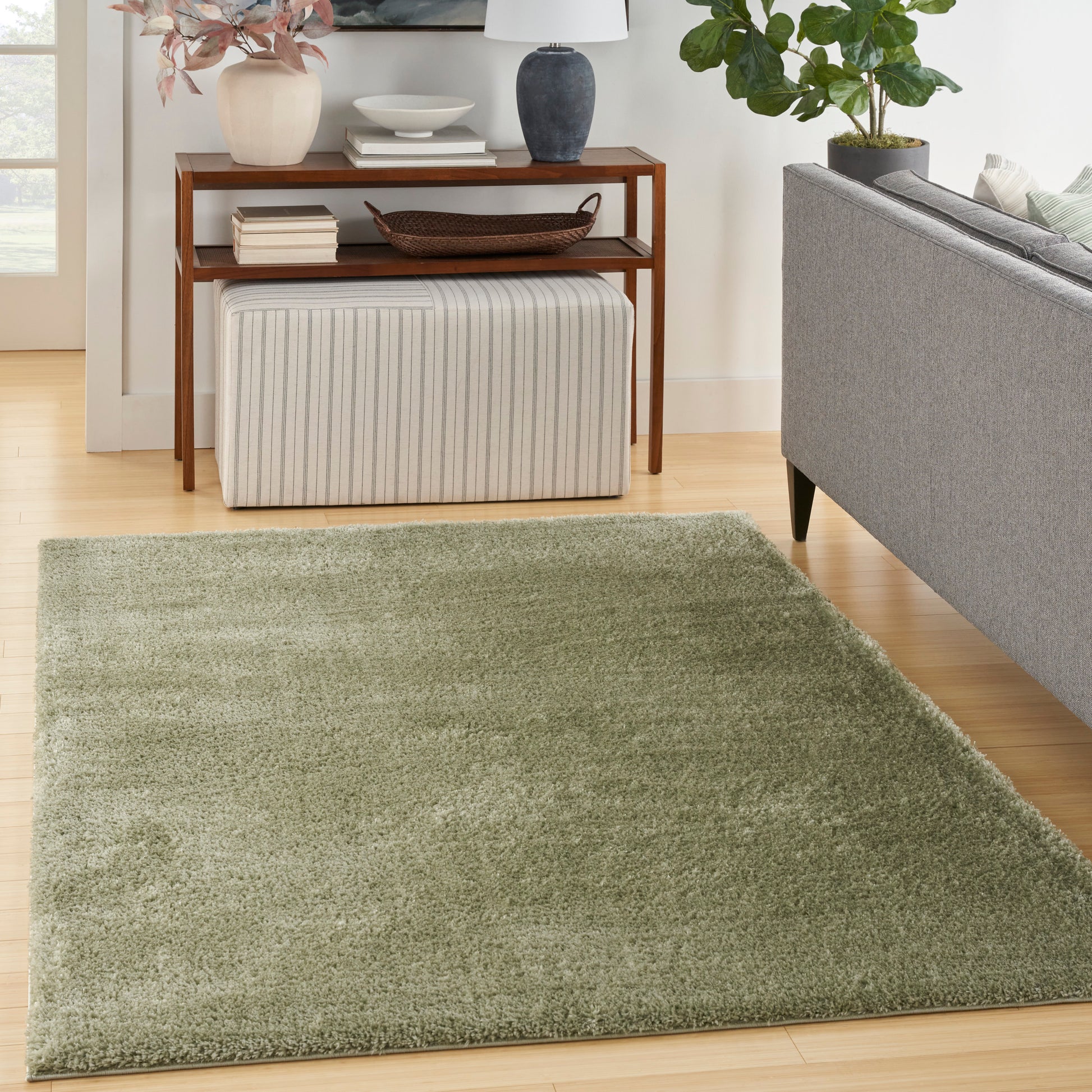 Nourison Pacific Shag Pcs01 Green Area Rug