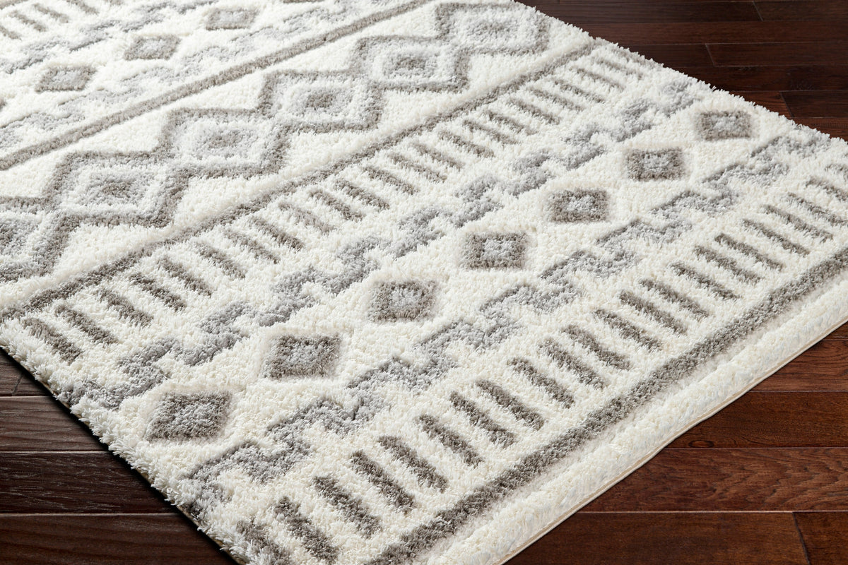 Surya Nomadic Nmc-2302 Ivory, Medium Gray, Light Gray Rug.