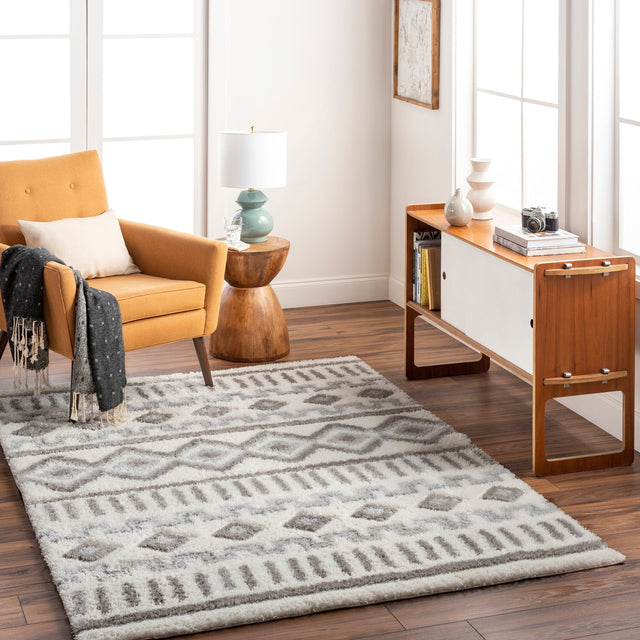 Surya Nomadic Nmc-2302 Ivory, Medium Gray, Light Gray Rug.