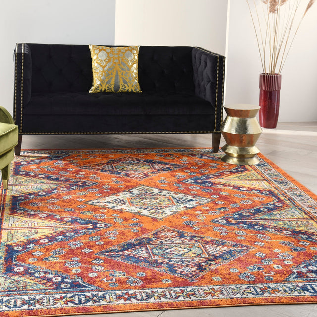 Nourison Allur Alr02 Orange Multicolor Rugs - Nourison - 99446837318