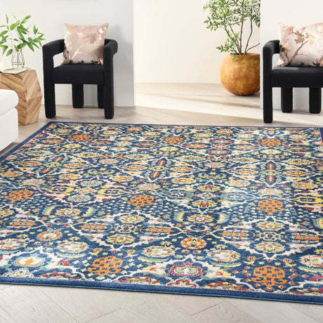 Nourison Allur Alr03 Navy Multicolor Rugs - Nourison - 99446838186