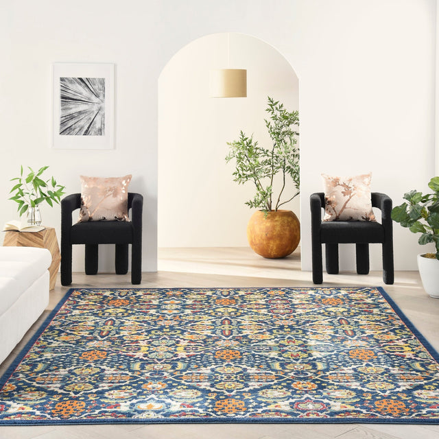 Nourison Allur Alr03 Navy Multicolor Rugs - Nourison - 99446838193