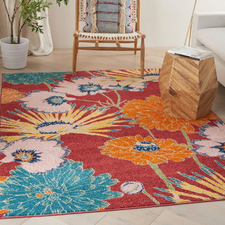 Nourison Allur Alr06 Red Multicolor Rugs - Nourison - 99446838827