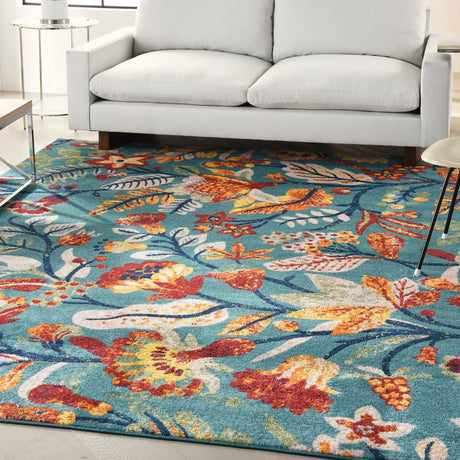 Nourison Allur Alr09 Turquoise Multicolor Rugs - Nourison - 99446839541