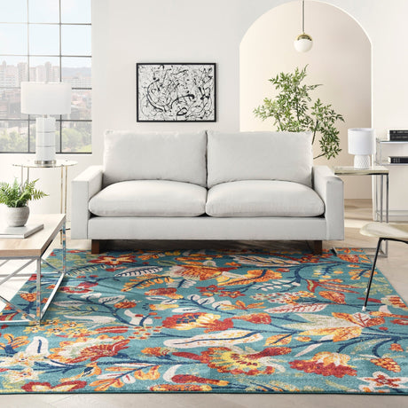 Nourison Allur Alr09 Turquoise Multicolor Rugs - Nourison - 99446839558