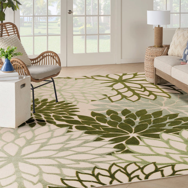 Nourison Aloha Alh05 Ivory Green Rug - Nourison - 99446952783