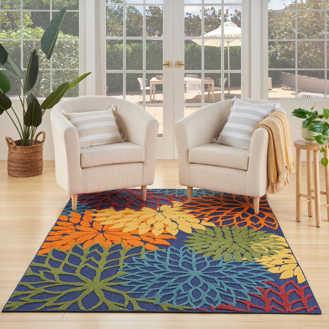 Nourison Aloha Alh05 Navy Multicolor Rug - Nourison - 99446921086