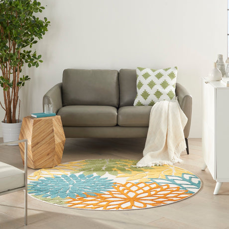 Nourison Aloha Alh05 Turquoise Multicolor Rug - Nourison - 99446827135