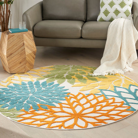 Nourison Aloha Alh05 Turquoise Multicolor Rug - Nourison - 99446827203