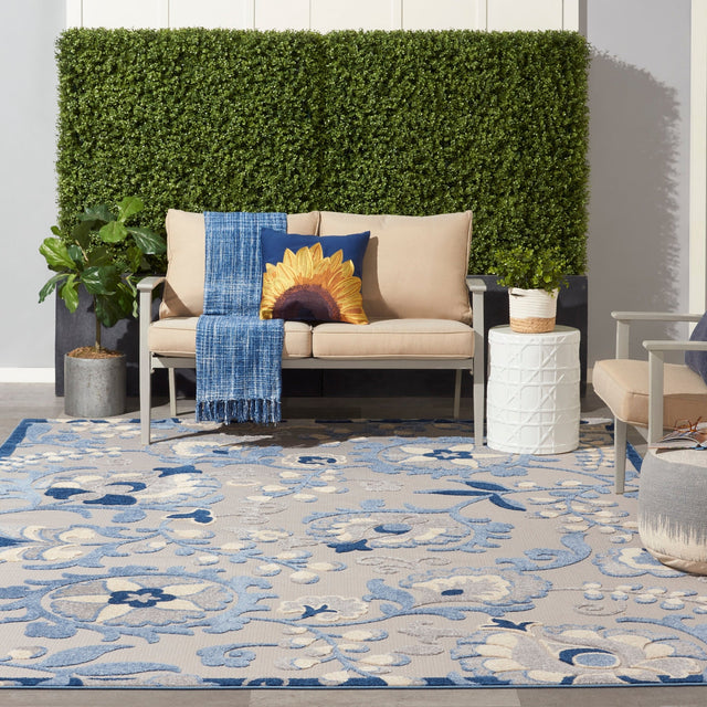 Nourison Aloha Alh17 Blue/Grey Rug - Nourison - 99446827371