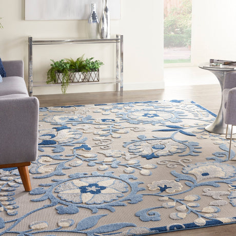 Nourison Aloha Alh17 Blue/Grey Rug - Nourison - 99446827371