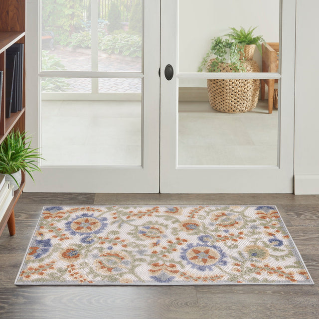 Nourison Aloha Alh17 Ivory Blue Rug - Nourison - 99446921413