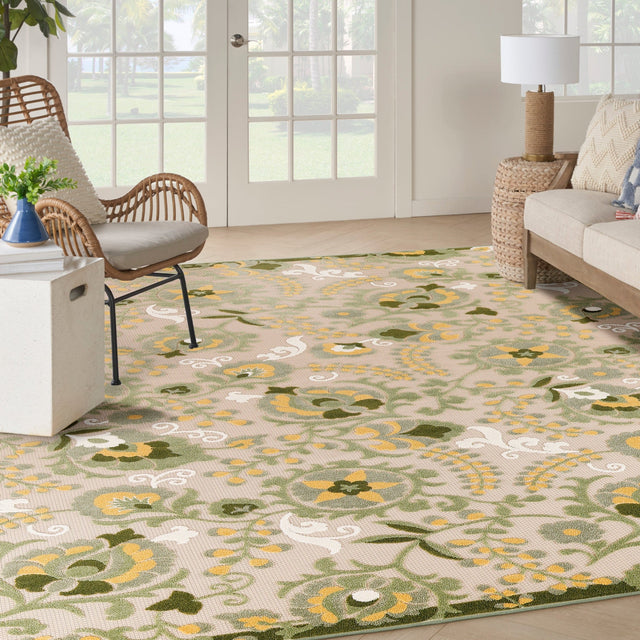 Nourison Aloha Alh17 Ivory Green Rug - Nourison - 99446953032