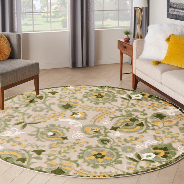 Nourison Aloha Alh17 Ivory Green Rug - Nourison - 99446953032