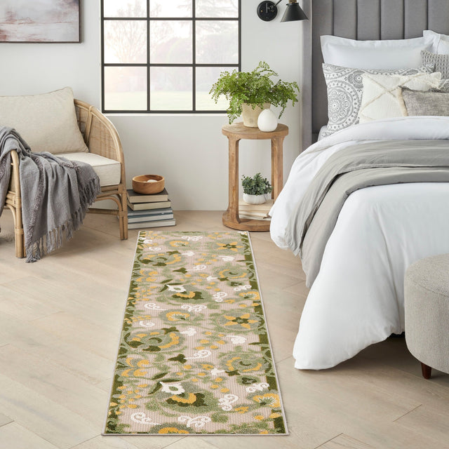 Nourison Aloha Alh17 Ivory Green Rug - Nourison - 99446953032