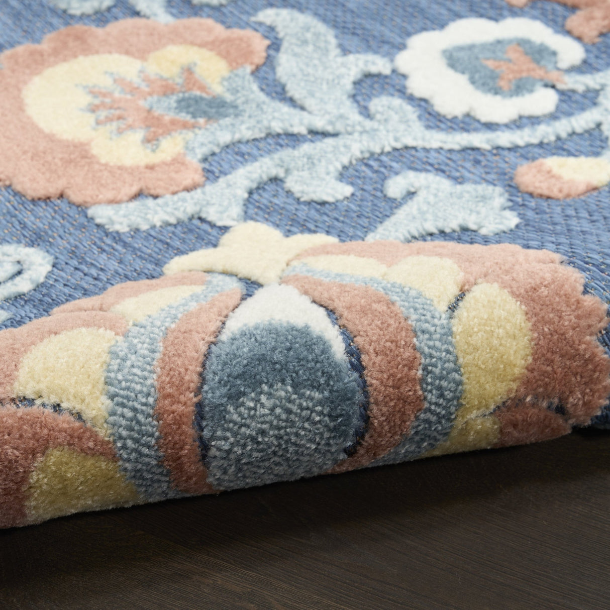 Nourison Aloha ALH17 Machine Made Blue, Rose Rug