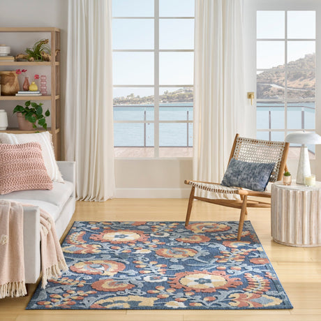 Nourison Aloha ALH17 Machine Made Blue, Rose Rug