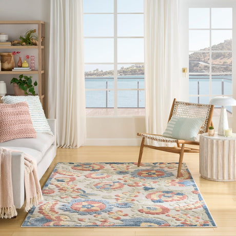 Nourison Aloha ALH17 Machine Made Grey, Multicolor Rug