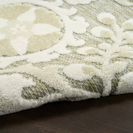 Nourison Aloha ALH17 Machine Made Ivory, Sage Rug