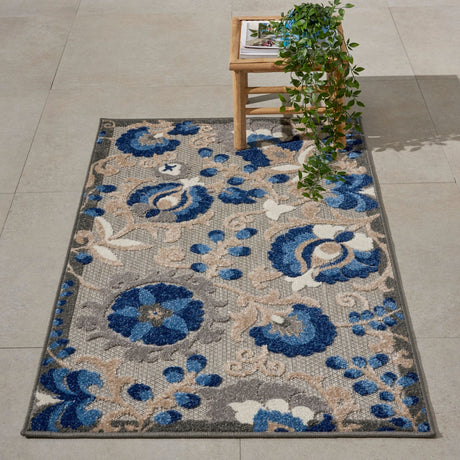 Nourison Aloha Alh17 Natural/Blue Rug - Nourison - 99446739094