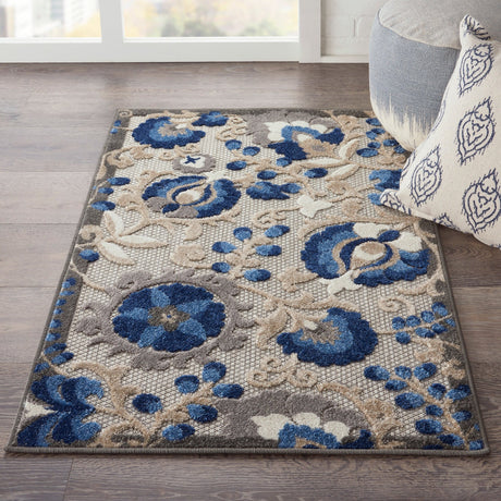 Nourison Aloha Alh17 Natural/Blue Rug - Nourison - 99446739094