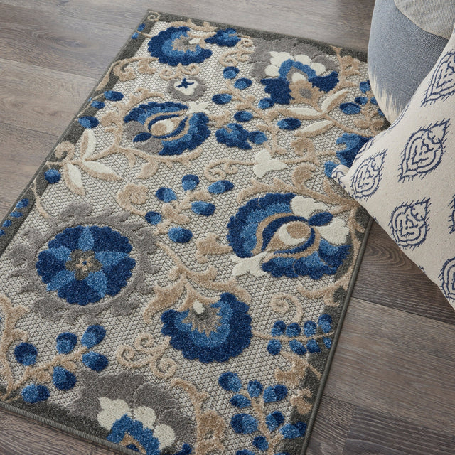 Nourison Aloha Alh17 Natural/Blue Rug - Nourison - 99446739193