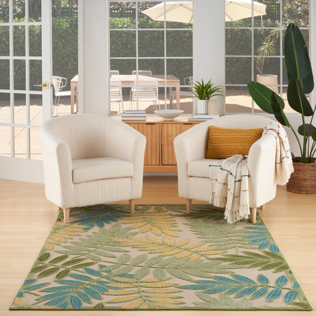 Nourison Aloha Alh18 Green Multicolor Rug - Nourison - 99446953131