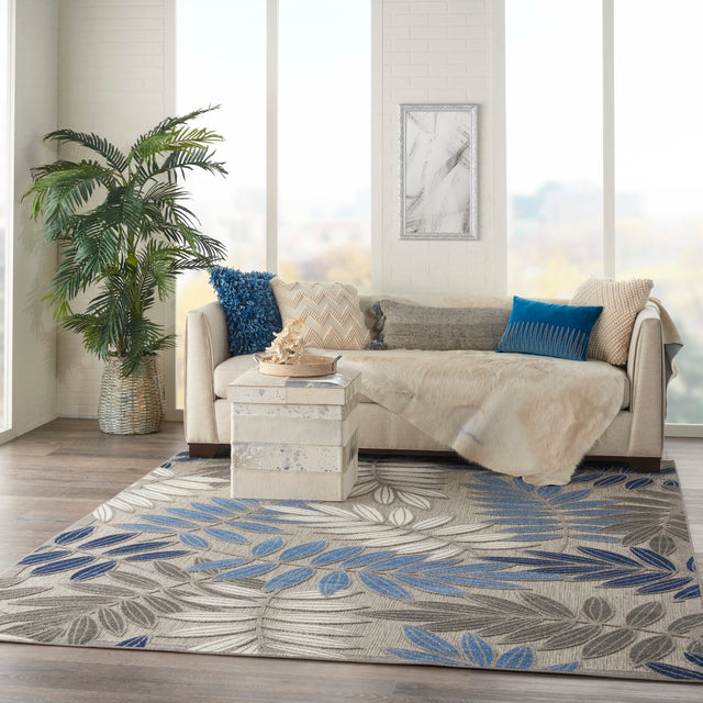 Nourison Aloha Alh18 Grey/Blue Rug - Nourison - 99446761989