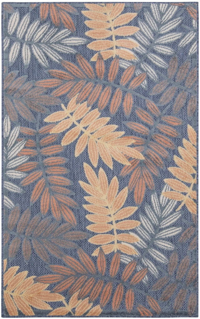 Nourison Aloha ALH18 Machine Made Blue, Rose Rug