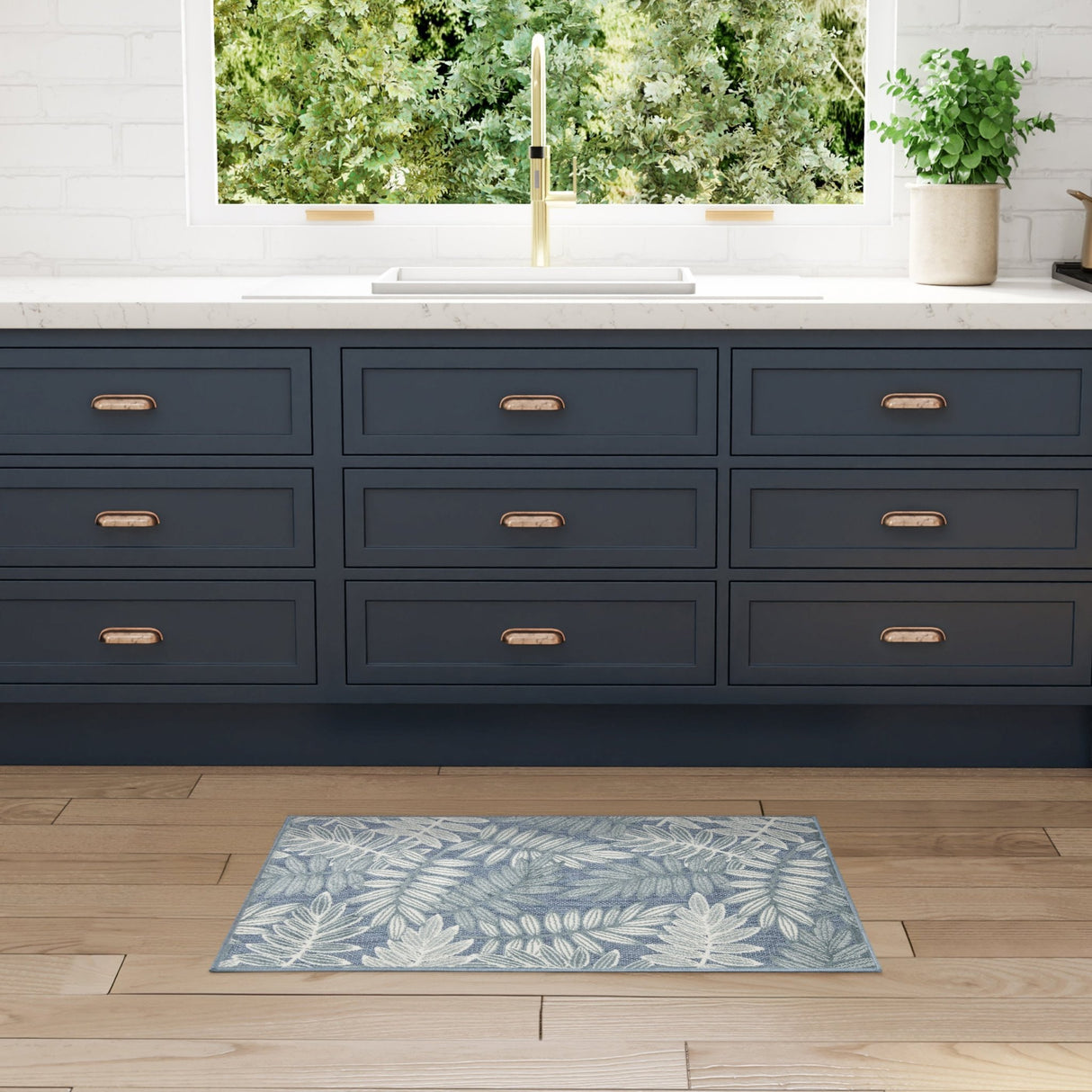 Nourison Aloha ALH18 Machine Made Blue Rug
