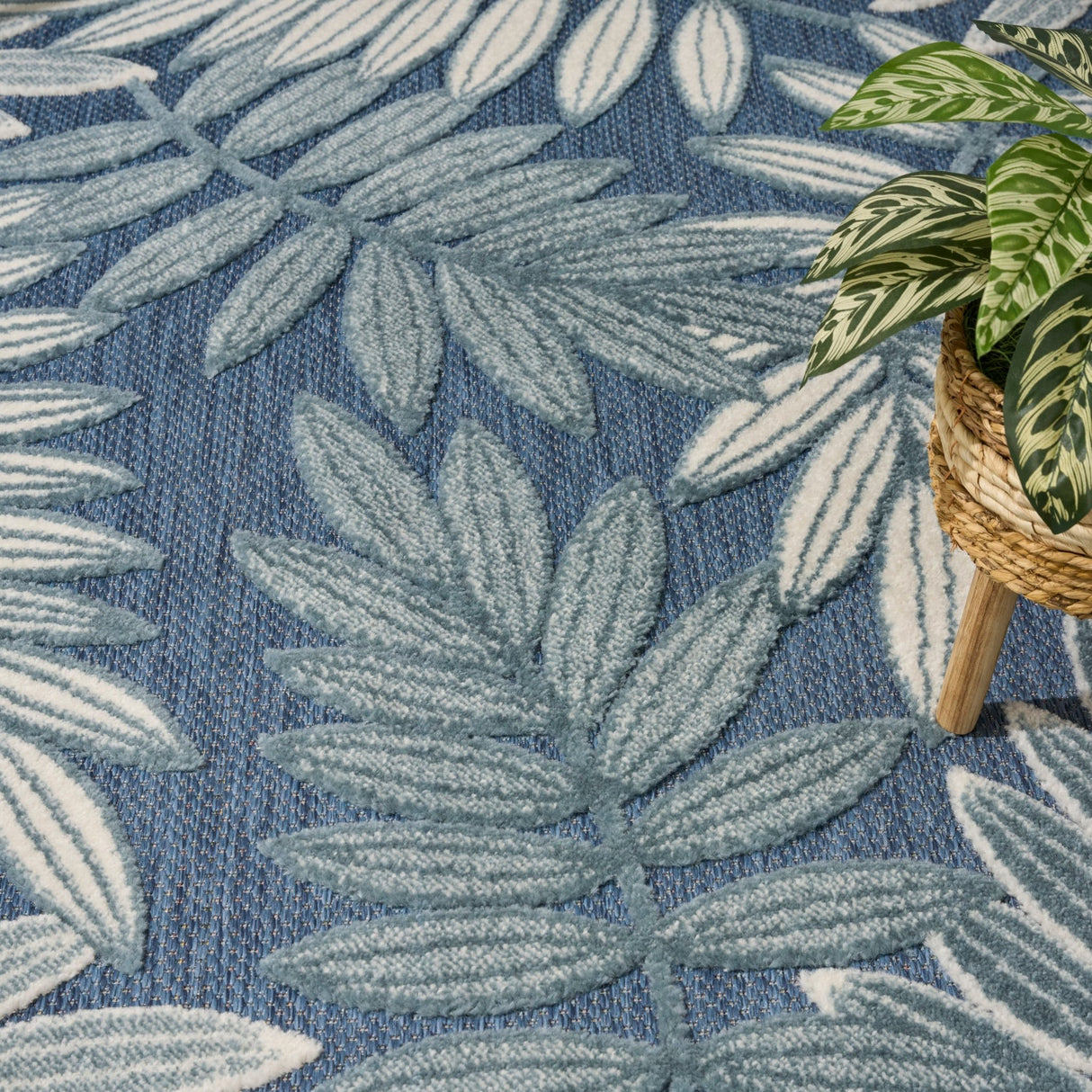 Nourison Aloha ALH18 Machine Made Blue Rug