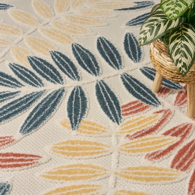 Nourison Aloha ALH18 Machine Made Ivory, Blue Rug