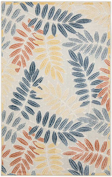 Nourison Aloha ALH18 Machine Made Ivory, Blue Rug