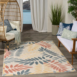 Nourison Aloha ALH18 Machine Made Ivory, Blue Rug