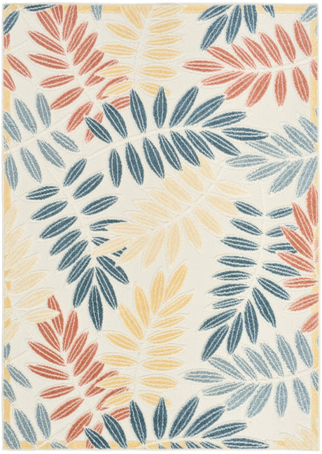 Nourison Aloha ALH18 Machine Made Ivory, Blue Rug