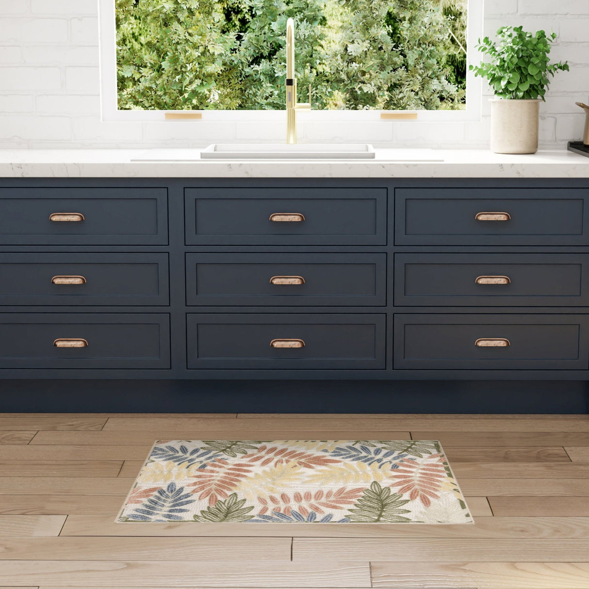 Nourison Aloha ALH18 Machine Made Ivory, Rose Rug