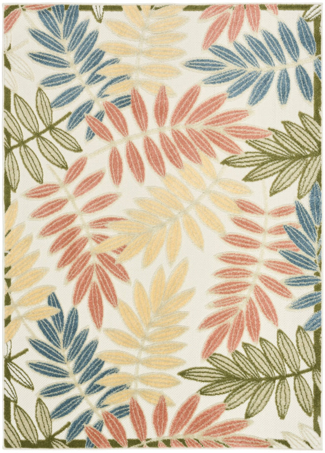 Nourison Aloha ALH18 Machine Made Ivory, Rose Rug