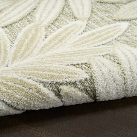 Nourison Aloha ALH18 Machine Made Ivory, Sage Rug